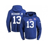 Nike New York Giants #13 Odell Beckham Jr Royal Blue Name & Number Pullover NFL Hoodie