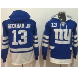 Nike New York Giants #13 Odell Beckham Jr Royal Blue White Name & Number Pullover NFL Hoodie