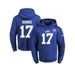 Nike New York Giants #17 Dwayne Harris Royal Blue Name & Number Pullover NFL Hoodie