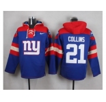 Nike New York Giants #21 Landon Collins Royal Blue Player Pullover NFL Hoodie