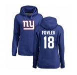 Football Women's New York Giants #18 Bennie Fowler Royal Blue Name & Number Logo Pullover Hoodie