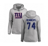 Football Women's New York Giants #74 Mike Remmers Ash Name & Number Logo Pullover Hoodie