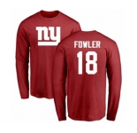 Football New York Giants #18 Bennie Fowler Red Name & Number Logo Long Sleeve T-Shirt