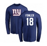 Football New York Giants #18 Bennie Fowler Royal Blue Name & Number Logo Long Sleeve T-Shirt