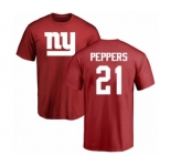 Football New York Giants #21 Jabrill Peppers Red Name & Number Logo T-Shirt