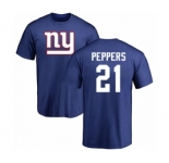 Football New York Giants #21 Jabrill Peppers Royal Blue Name & Number Logo T-Shirt