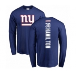 Football New York Giants #30 Antonio Hamilton Royal Blue Backer Long Sleeve T-Shirt