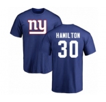 Football New York Giants #30 Antonio Hamilton Royal Blue Name & Number Logo T-Shirt