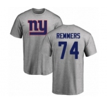 Football New York Giants #74 Mike Remmers Ash Name & Number Logo T-Shirt
