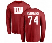 Football New York Giants #74 Mike Remmers Red Name & Number Logo Long Sleeve T-Shirt