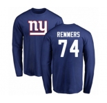 Football New York Giants #74 Mike Remmers Royal Blue Name & Number Logo Long Sleeve T-Shirt