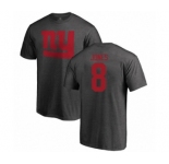 Football New York Giants #8 Daniel Jones Ash One Color T-Shirt