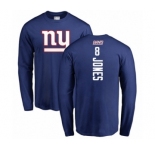 Football New York Giants #8 Daniel Jones Royal Blue Backer Long Sleeve T-Shirt