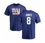 Football New York Giants #8 Daniel Jones Royal Blue Name & Number Logo T-Shirt