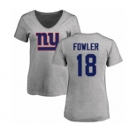 Football Women's New York Giants #18 Bennie Fowler Ash Name & Number Logo T-Shirt