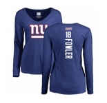 Football Women's New York Giants #18 Bennie Fowler Royal Blue Backer Long Sleeve T-Shirt