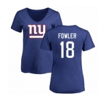 Football Women's New York Giants #18 Bennie Fowler Royal Blue Name & Number Logo T-Shirt