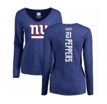 Football Women's New York Giants #21 Jabrill Peppers Royal Blue Backer Long Sleeve T-Shirt