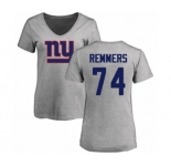 Football Women's New York Giants #74 Mike Remmers Ash Name & Number Logo T-Shirt