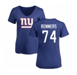 Football Women's New York Giants #74 Mike Remmers Royal Blue Name & Number Logo T-Shirt