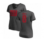 Football Women's New York Giants #8 Daniel Jones Ash One Color T-Shirt