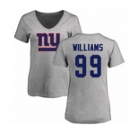 Football Women's New York Giants #99 Leonard Williams Ash Name & Number Logo T-Shirt