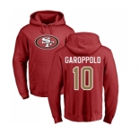 Football San Francisco 49ers #10 Jimmy Garoppolo Red Name & Number Logo Pullover Hoodie