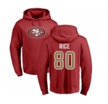 Football San Francisco 49ers #80 Jerry Rice Red Name & Number Logo Pullover Hoodie