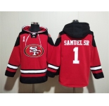 Men's San Francisco 49ers #1 Deebo Samuel Sr Red Black Ageless Must-Have Lace-Up Pullover Hoodie