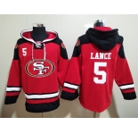 Men's San Francisco 49ers #5 Trey Lance Red Team Color New NFL Hoodie