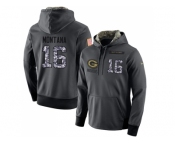 NFL Men's Nike San Francisco 49ers #16 Joe Montana Stitched Black Anthracite Salute to Service Player Performance Hoodie