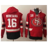 Nike San Francisco 49ers #16 Joe Montana Red Black Name & Number Pullover NFL Hoodie