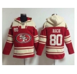 Nike San Francisco 49ers #80 Jerry Rice Red Sawyer Hooded Sweatshirt NFL Hoodie