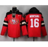 nike nfl jerseys san francisco 49ers #16 joe montana black-red[pullover hooded sweatshirt]