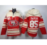nike nfl jerseys san francisco 49ers #85 vernon davis red-cream[pullover hooded sweatshirt]