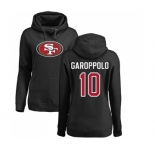 Football Women's San Francisco 49ers #10 Jimmy Garoppolo Black Name & Number Logo Pullover Hoodie