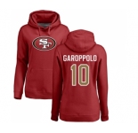 Football Women's San Francisco 49ers #10 Jimmy Garoppolo Red Name & Number Logo Pullover Hoodie