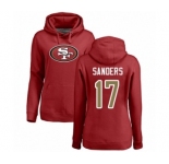 Football Women's San Francisco 49ers #17 Emmanuel Sanders Red Name & Number Logo Pullover Hoodie