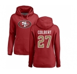 Football Women's San Francisco 49ers #27 Adrian Colbert Red Name & Number Logo Pullover Hoodie