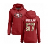 Football Women's San Francisco 49ers #57 Dre Greenlaw Red Name & Number Logo Pullover Hoodie