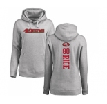 Football Women's San Francisco 49ers #80 Jerry Rice Ash Backer Pullover Hoodie