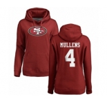 NFL Women's Nike San Francisco 49ers #4 Nick Mullens Red Name & Number Logo Pullover Hoodie