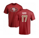Football San Francisco 49ers #17 Jalen Hurd Red Name & Number Logo T-Shirt