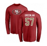 Football San Francisco 49ers #57 Dre Greenlaw Red Name & Number Logo Long Sleeve T-Shirt