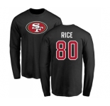 Football San Francisco 49ers #80 Jerry Rice Black Name & Number Logo Long Sleeve T-Shirt
