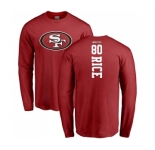 Football San Francisco 49ers #80 Jerry Rice Red Backer Long Sleeve T-Shirt