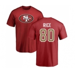 Football San Francisco 49ers #80 Jerry Rice Red Name & Number Logo T-Shirt