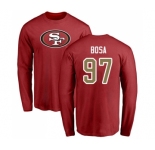 Football San Francisco 49ers #97 Nick Bosa Red Name & Number Logo Long Sleeve T-Shirt