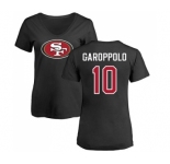 Football Women's San Francisco 49ers #10 Jimmy Garoppolo Black Name & Number Logo T-Shirt