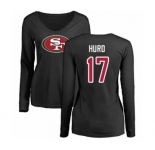 Football Women's San Francisco 49ers #17 Jalen Hurd Black Name & Number Logo Long Sleeve T-Shirt